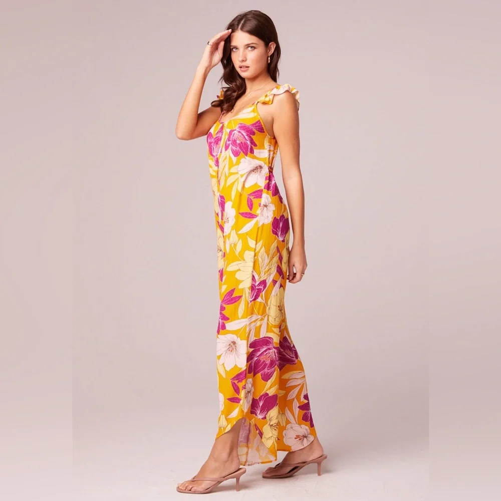 Band Of The Free EUPHORIA GOLD FLORAL WIDE LEG JUMPSUIT - Picture 3 of 5